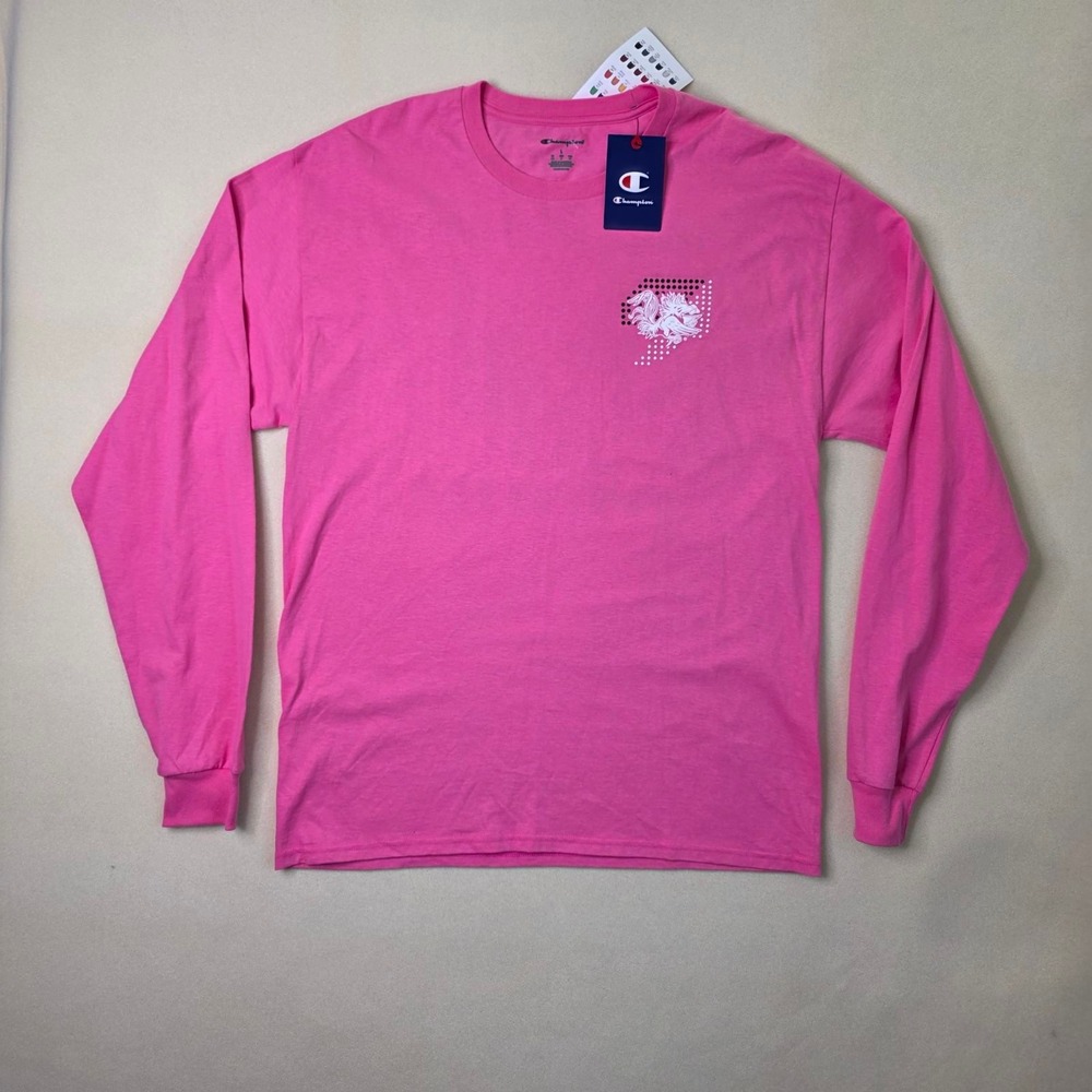 Champion University of South Carolina USC Gamecocks Long Sleeve Tee Pink Large L - Picture 2 of 9